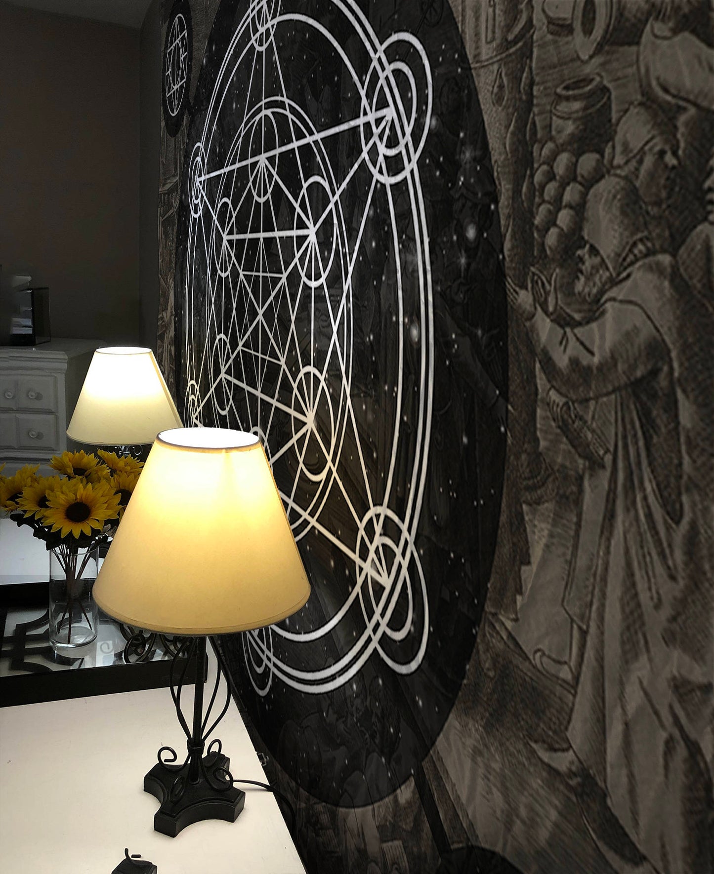 Sacred Geometry Tapestry Geometric Tapestry Wall Hanging by DesignBohemian