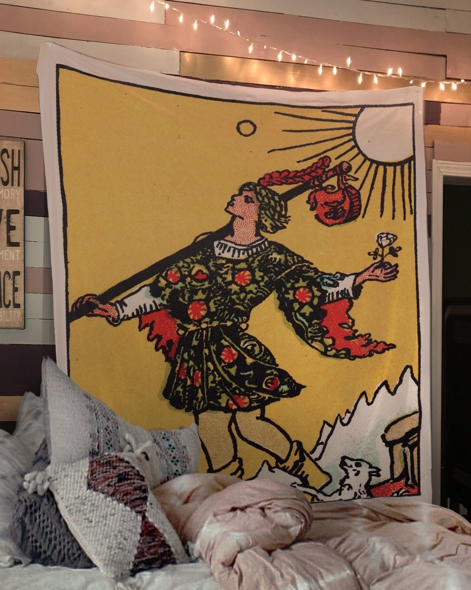 The Fool Tarot Card Tapestry - Rider Waite Design