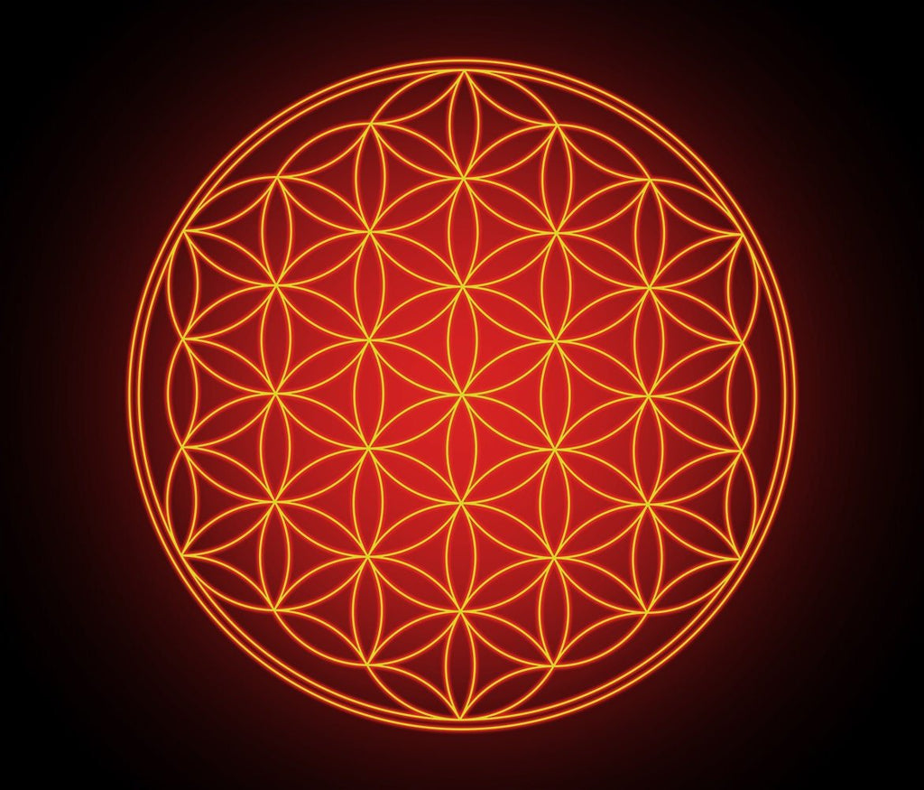 Red Glowing Flower of Life Tapestry