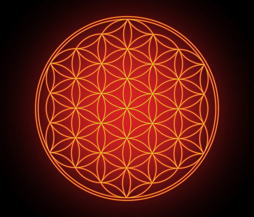 Red Glowing Flower of Life Tapestry