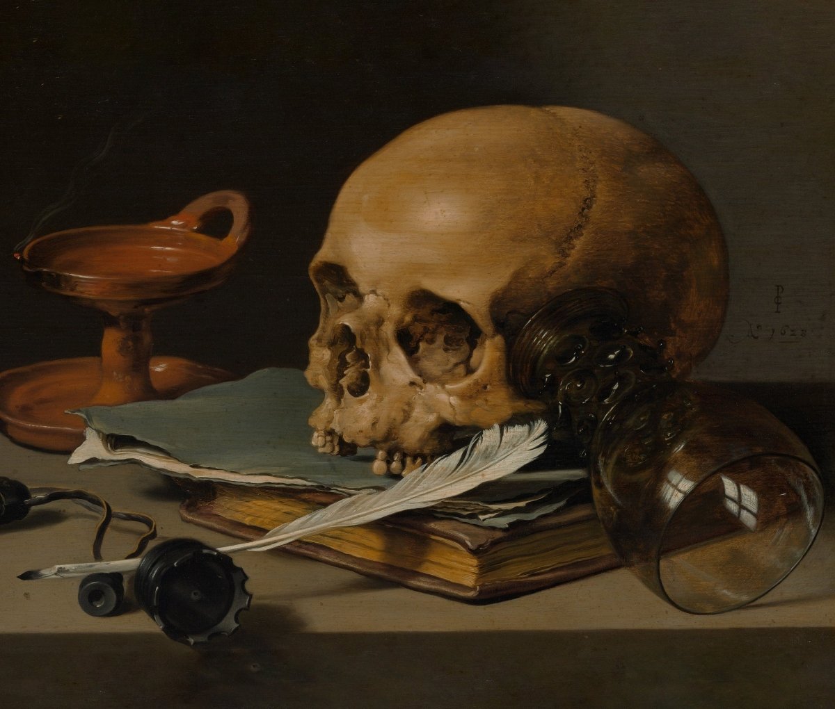 Gothic Skull Tapestry – Still Life, Memento Mori Art