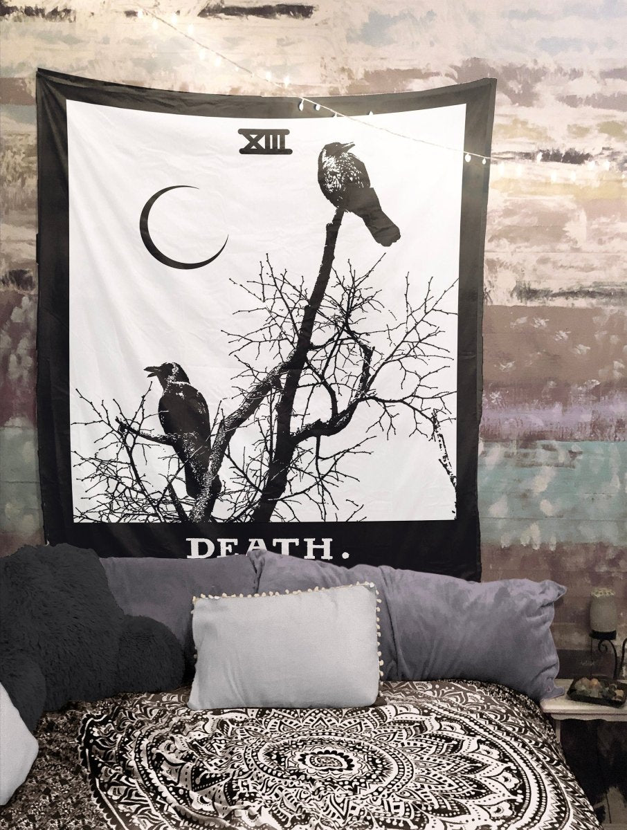 Death Tarot Card Tapestry - Gothic Wall Hanging