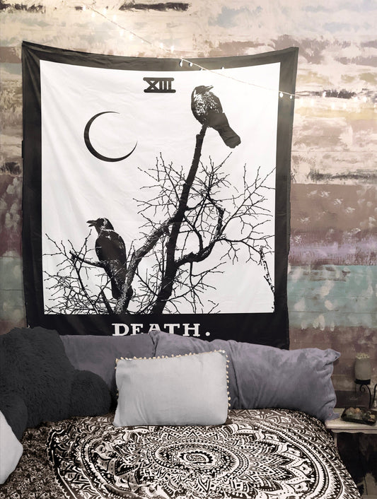 Death Tarot Card Tapestry - Gothic Wall Hanging