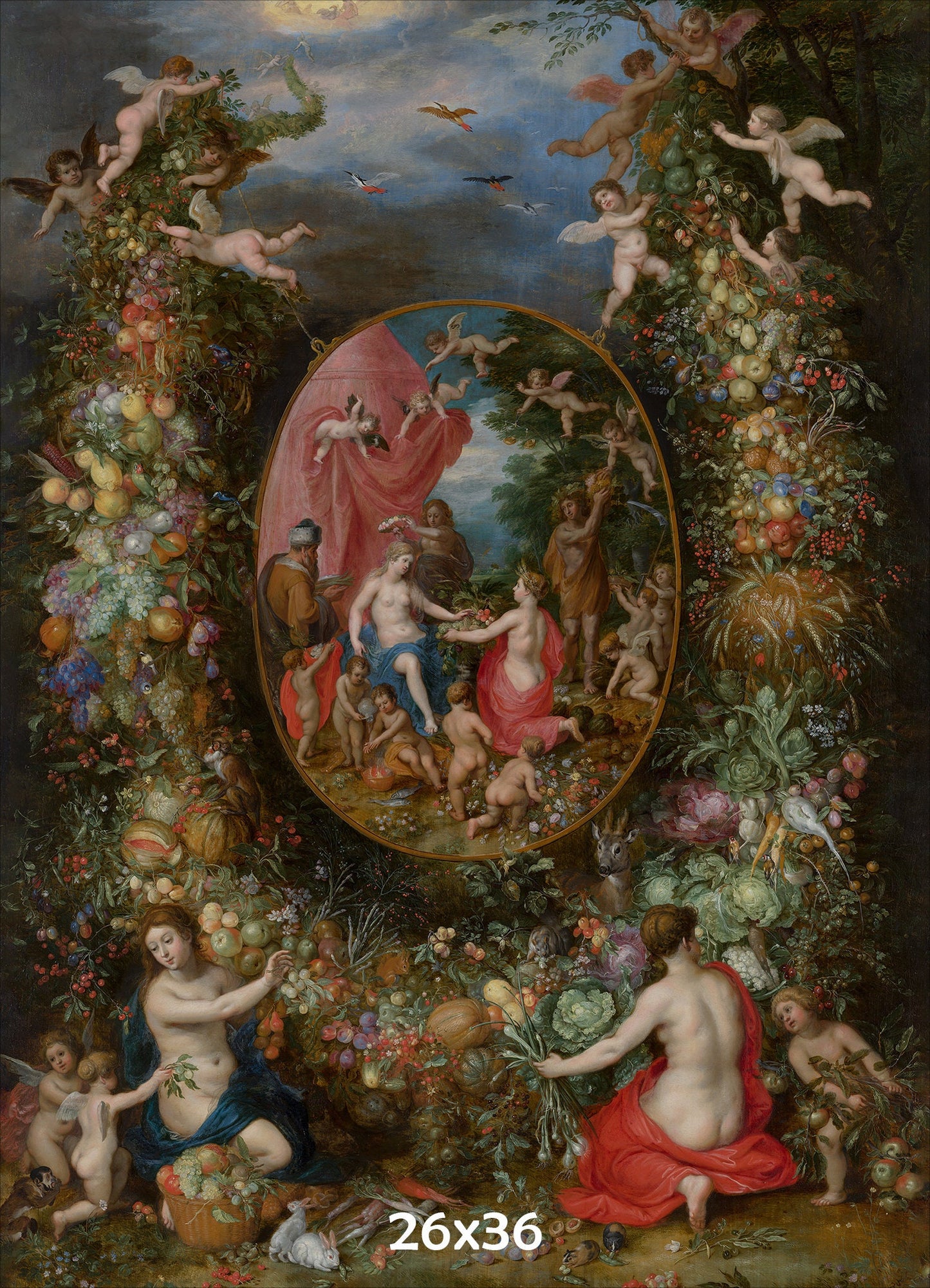 Wreath Of Fruits Gothic Tapestry - The Four Seasons Personified C. 1620 - 1622 (Printed)