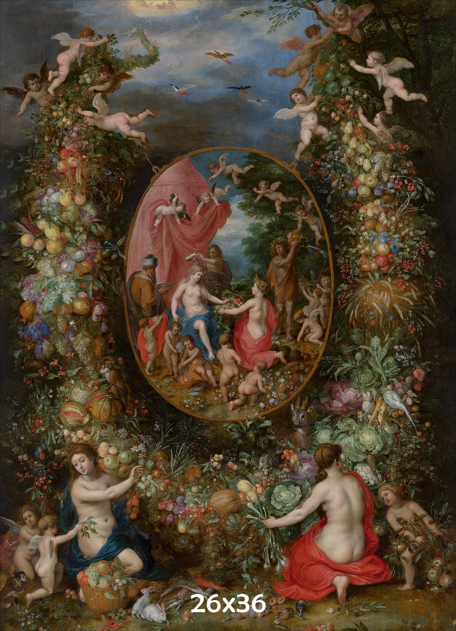 Wreath Of Fruits Gothic Tapestry - The Four Seasons Personified C. 1620 - 1622 (Printed)