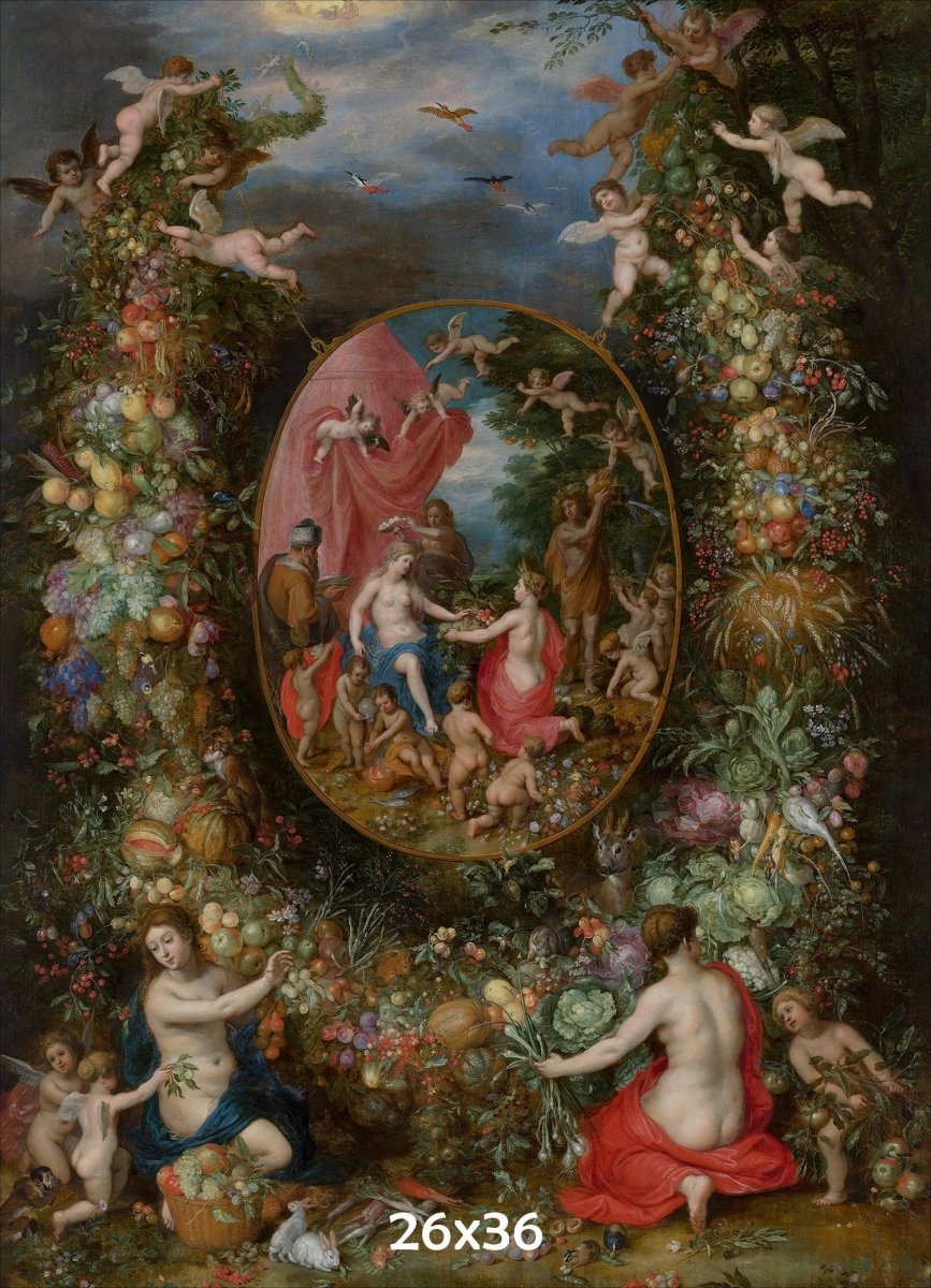 Wreath Of Fruits Gothic Tapestry - The Four Seasons Personified C. 1620 - 1622 (Printed)