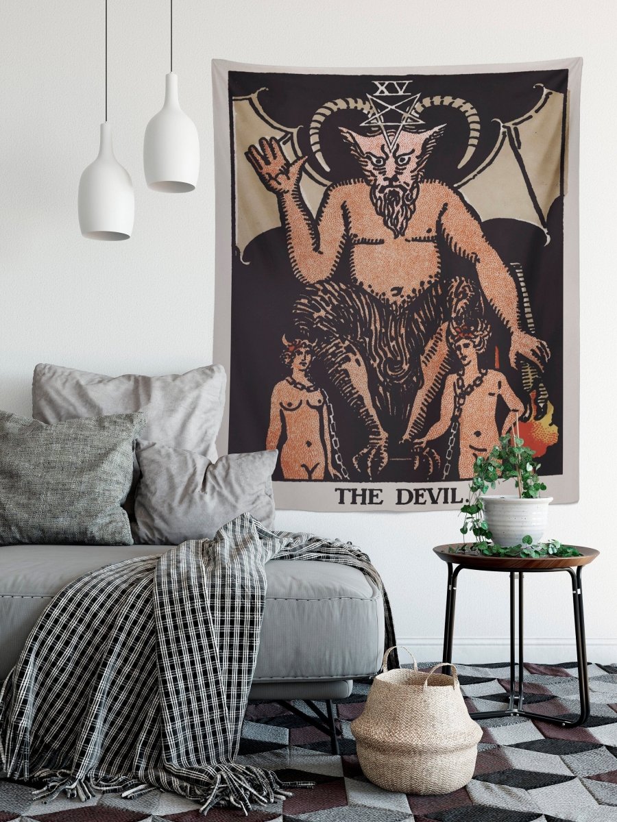 Devil Tarot Card Tapestry - Rider Waite Imagery