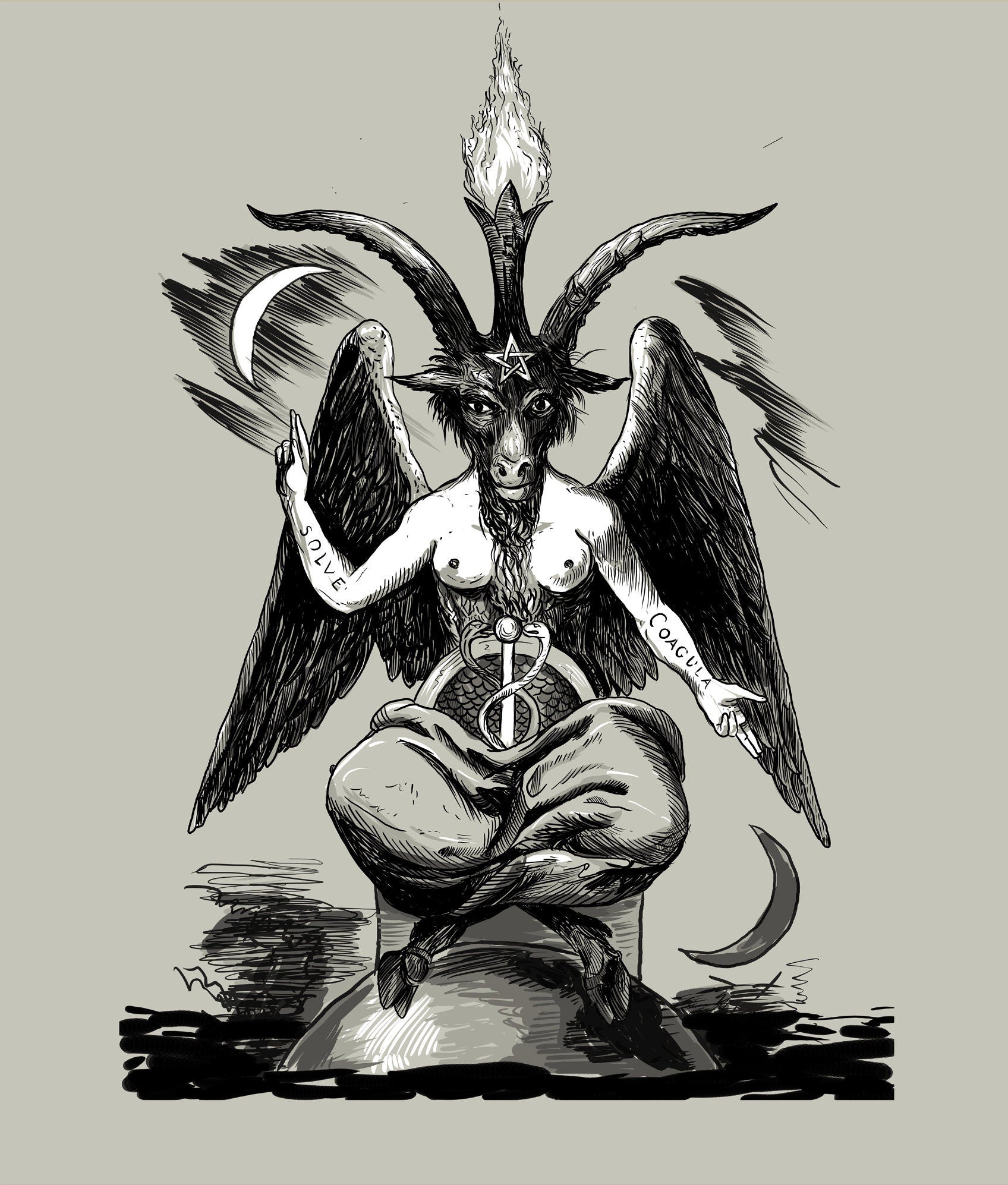 Baphomet Eliphas Lévi Occult Art Tapestry "As Above So Below." - By Printagrams