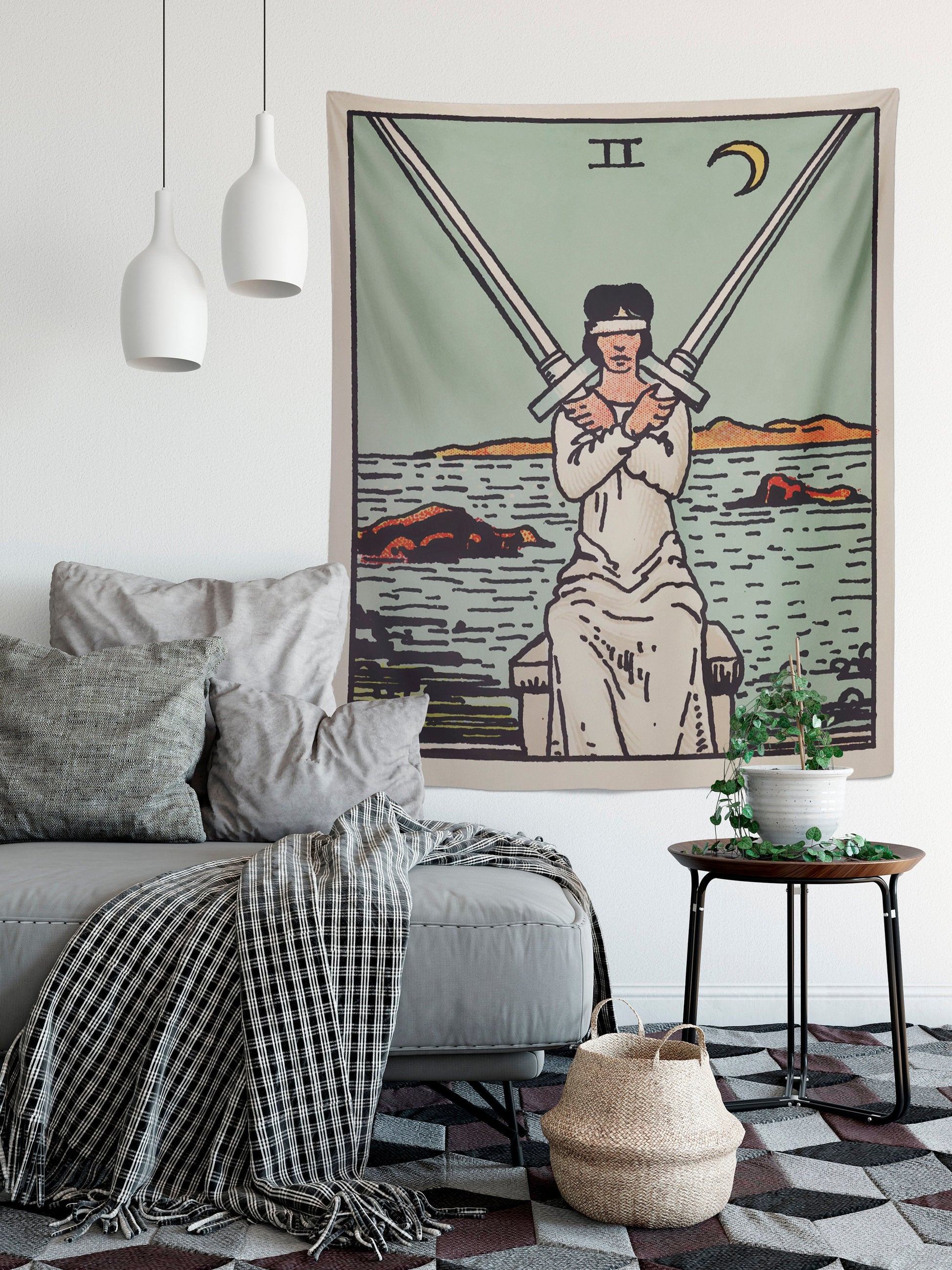 Two of Swords Tarot Card Tapestry – Rider Waite Design