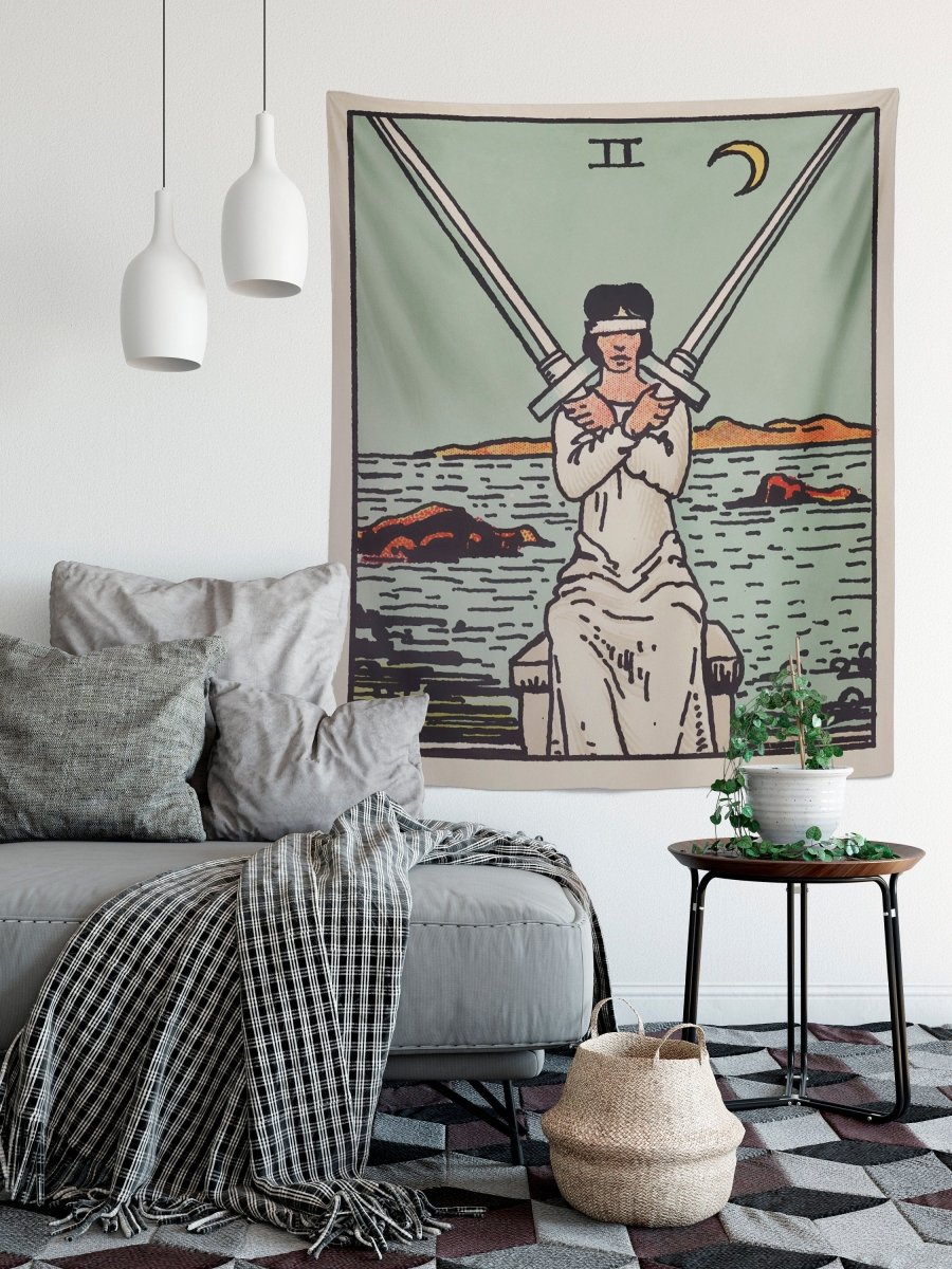 Two of Swords Tarot Card Tapestry – Rider Waite Design