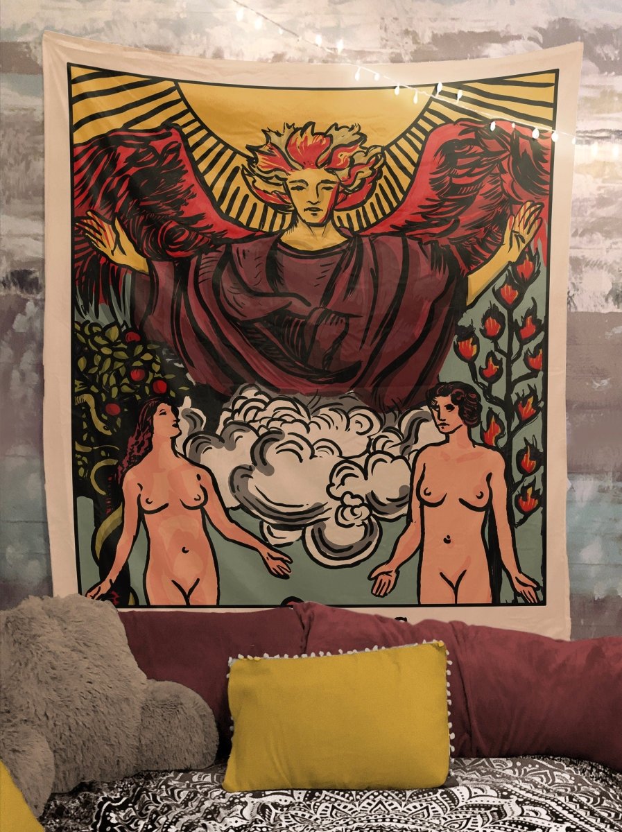 The Lovers Tarot Card Tapestry – Erotic Art, Spiritual Decor
