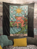 The Star Tarot Card Tapestry - Rider Waite, Teal on Black