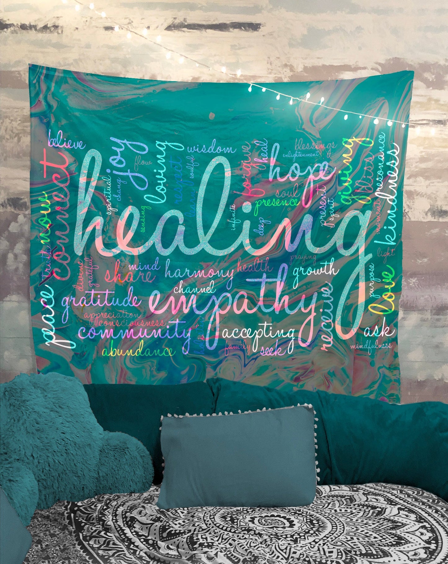 Positive Affirmation Tapestry Wall Hanging Art - Healing by DesignBohemian