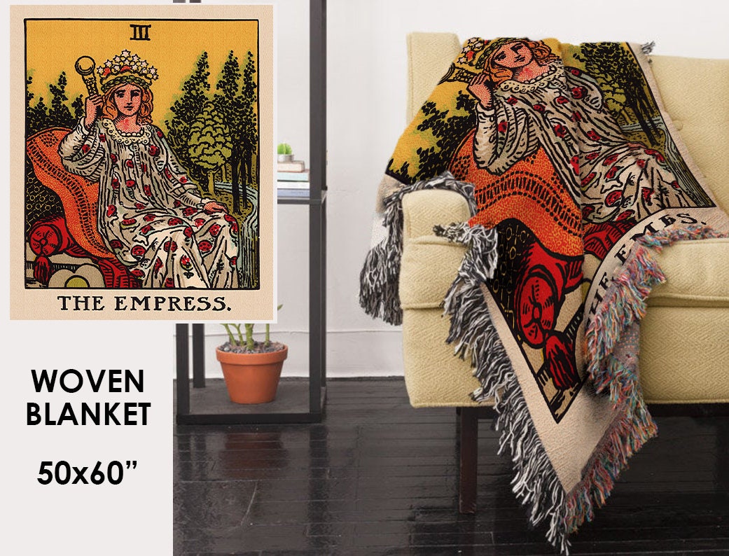 Woven Blanket - The Empress Tarot Card - Rider Waite Deck - Cotton