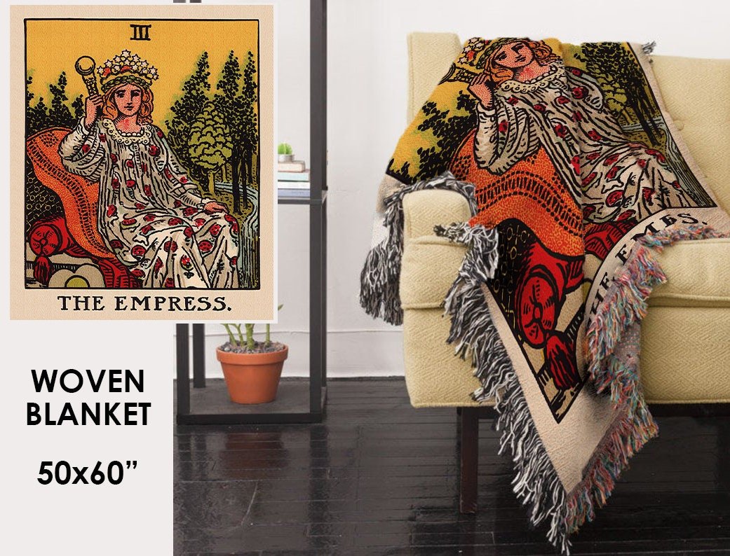 Woven Blanket - The Empress Tarot Card - Rider Waite Deck - Cotton