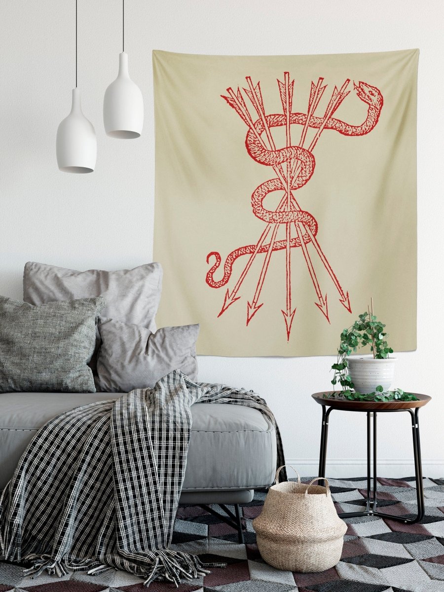 Snake with Five Arrow Tapestry- by Claude Paradin - Devises heroïques (1557) (Printed)
