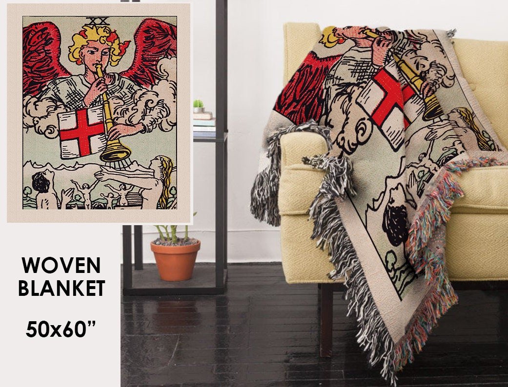 Woven Blanket - Judgement Tarot Card - Rider Waite Deck - Cotton