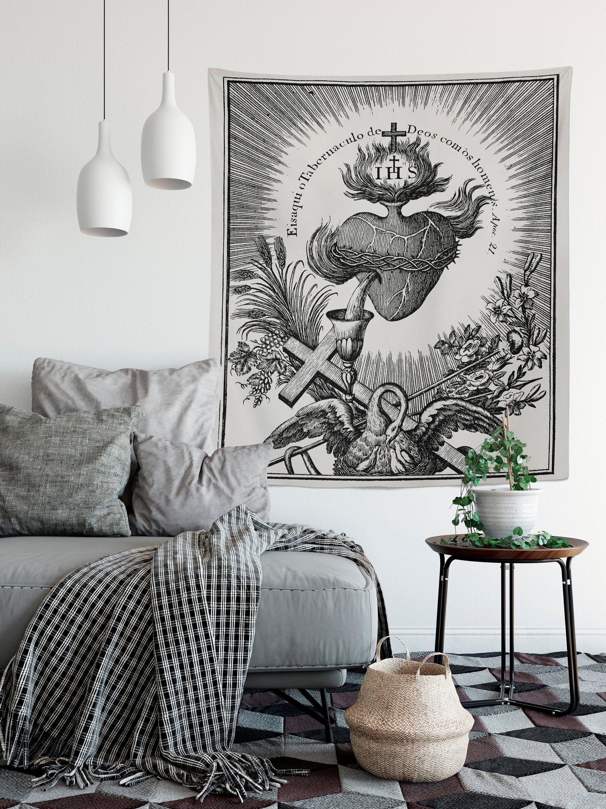 Ihs Sacred Heart Tapestry (Printed)