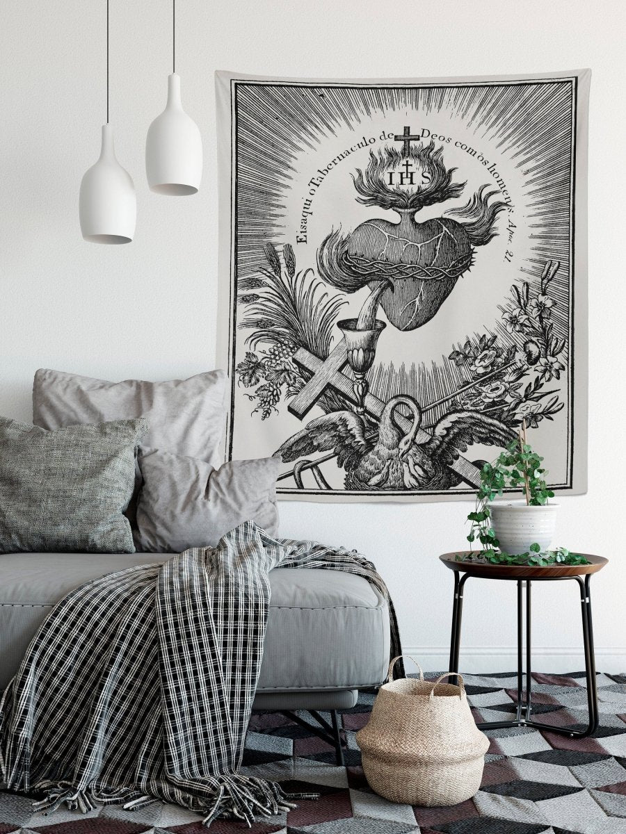 Ihs Sacred Heart Tapestry (Printed)