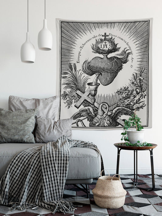 Ihs Sacred Heart Tapestry (Printed)