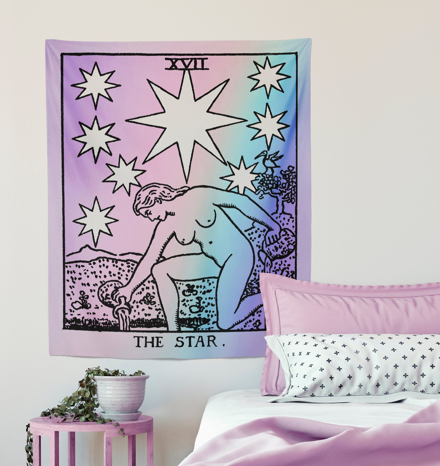 The Star Tarot Card Tapestry - Rider Waite Teal Pastel Goth Decor