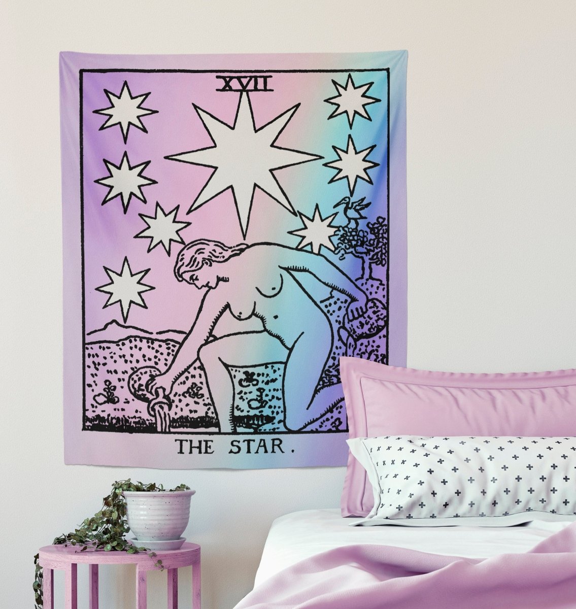 The Star Tarot Card Tapestry - Rider Waite Teal Pastel Goth Decor