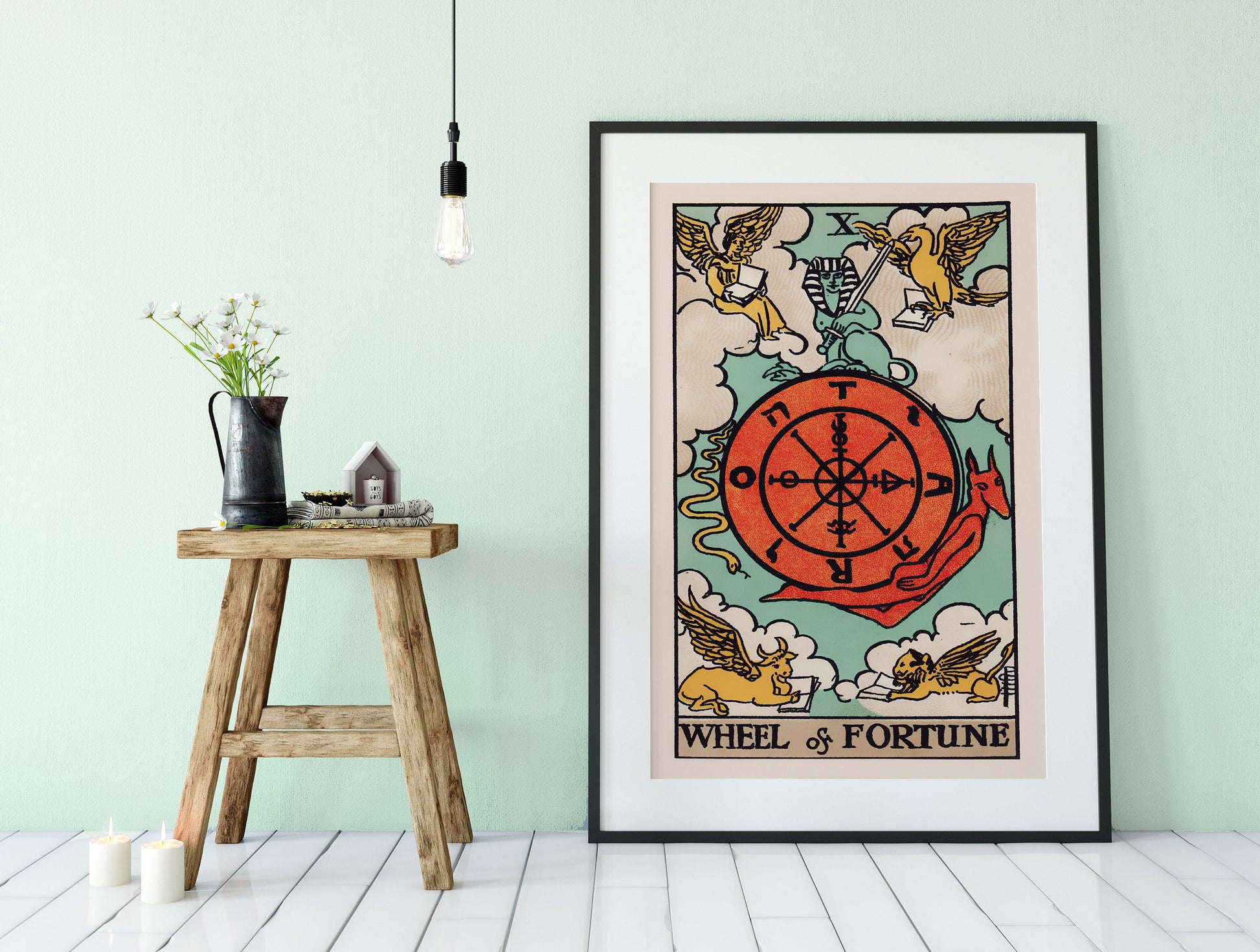 Wheel Of Fortune - Tarot Card Print - Tarot Card The Wheel Of Fortune Card Poster, No Frame
