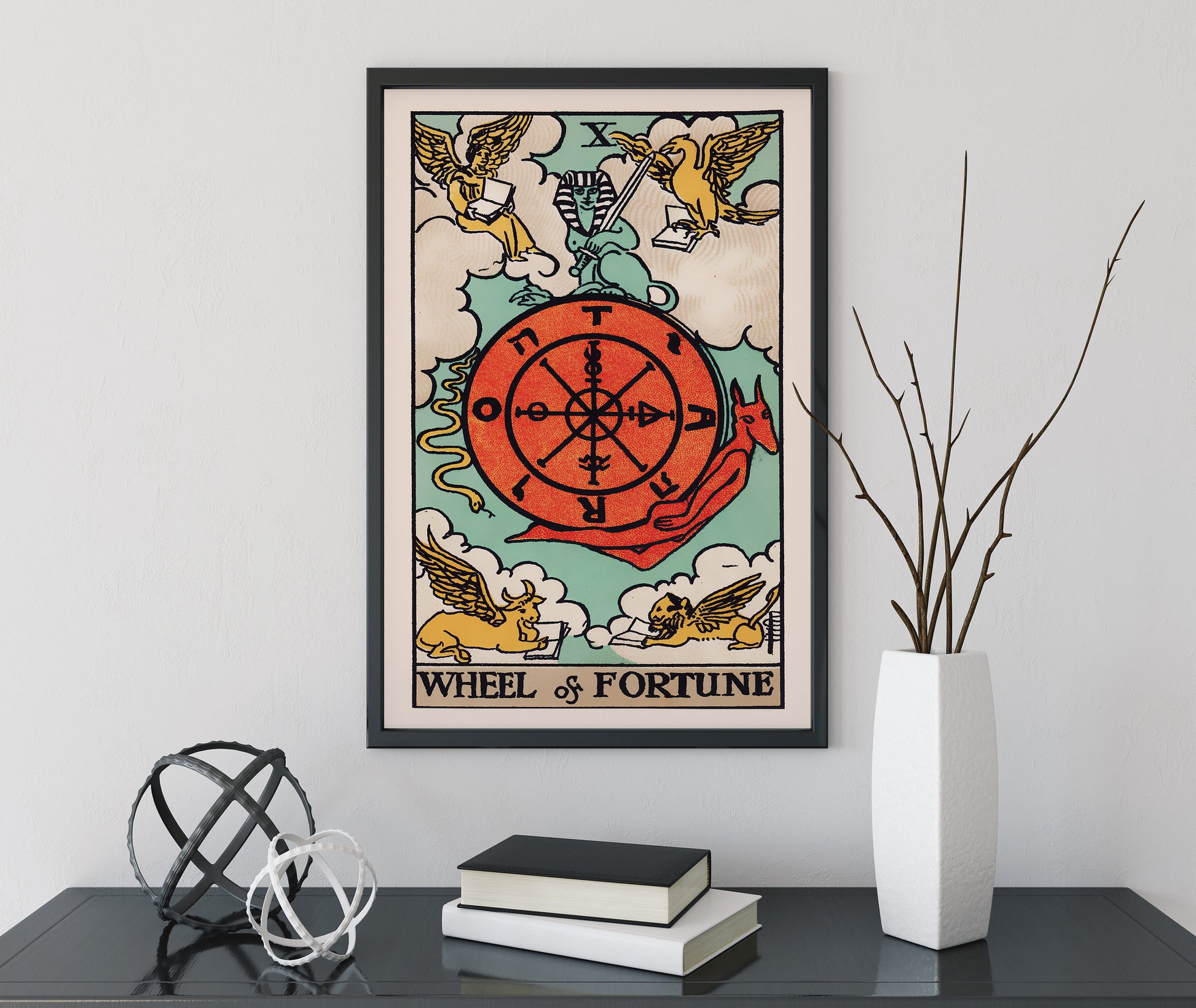 Wheel Of Fortune - Tarot Card Print - Tarot Card The Wheel Of Fortune Card Poster, No Frame