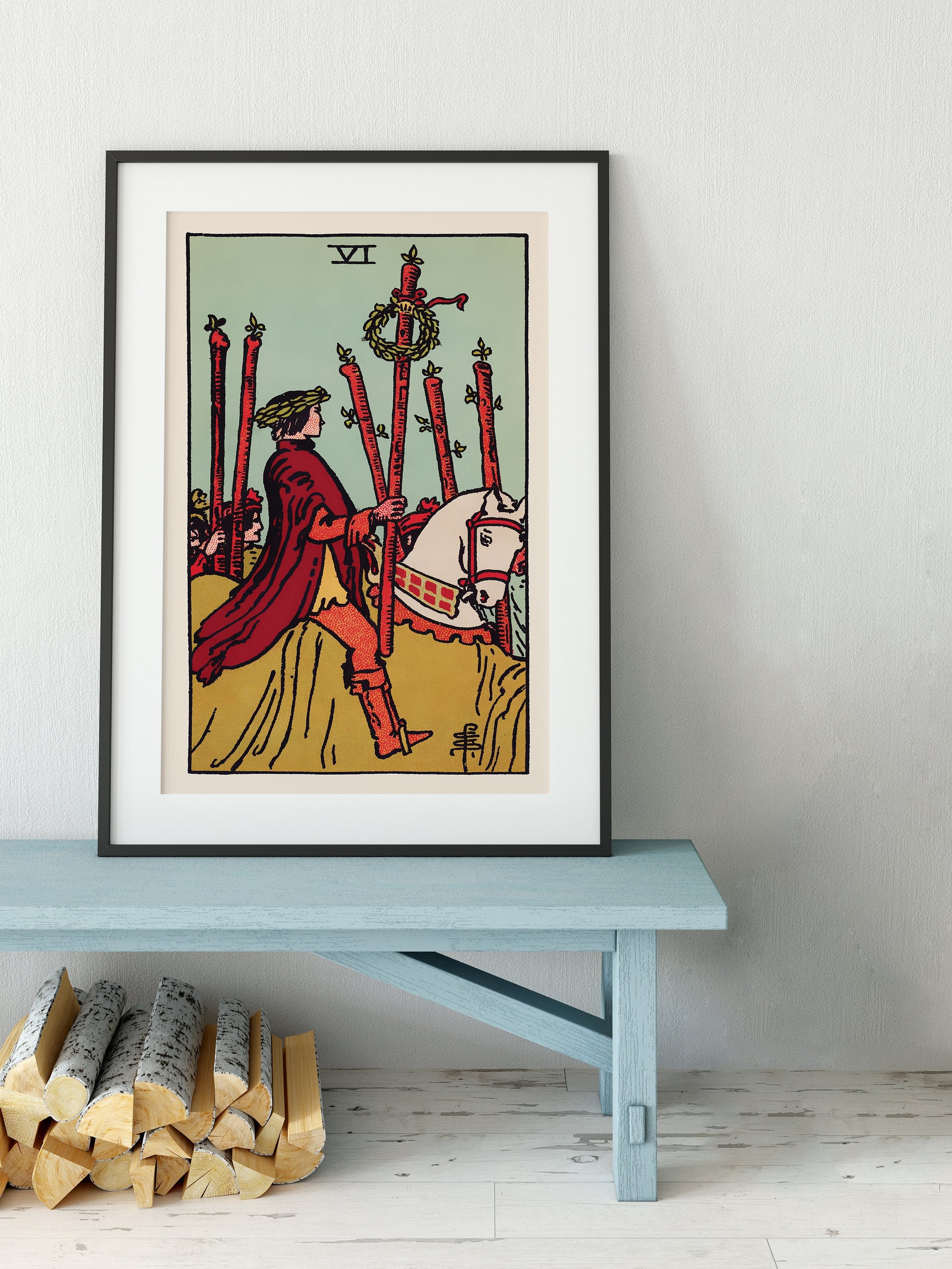 6 of Wands- Tarot Card Print - The Six of Wands Card Poster, No Frame