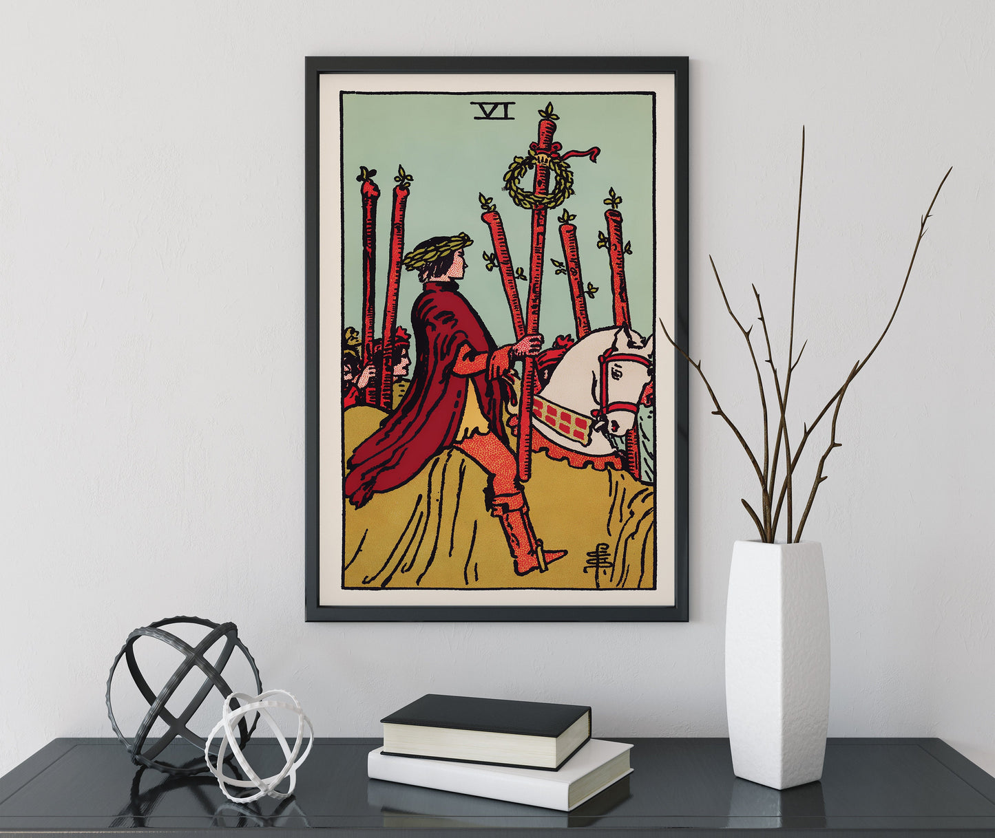 6 of Wands- Tarot Card Print - The Six of Wands Card Poster, No Frame