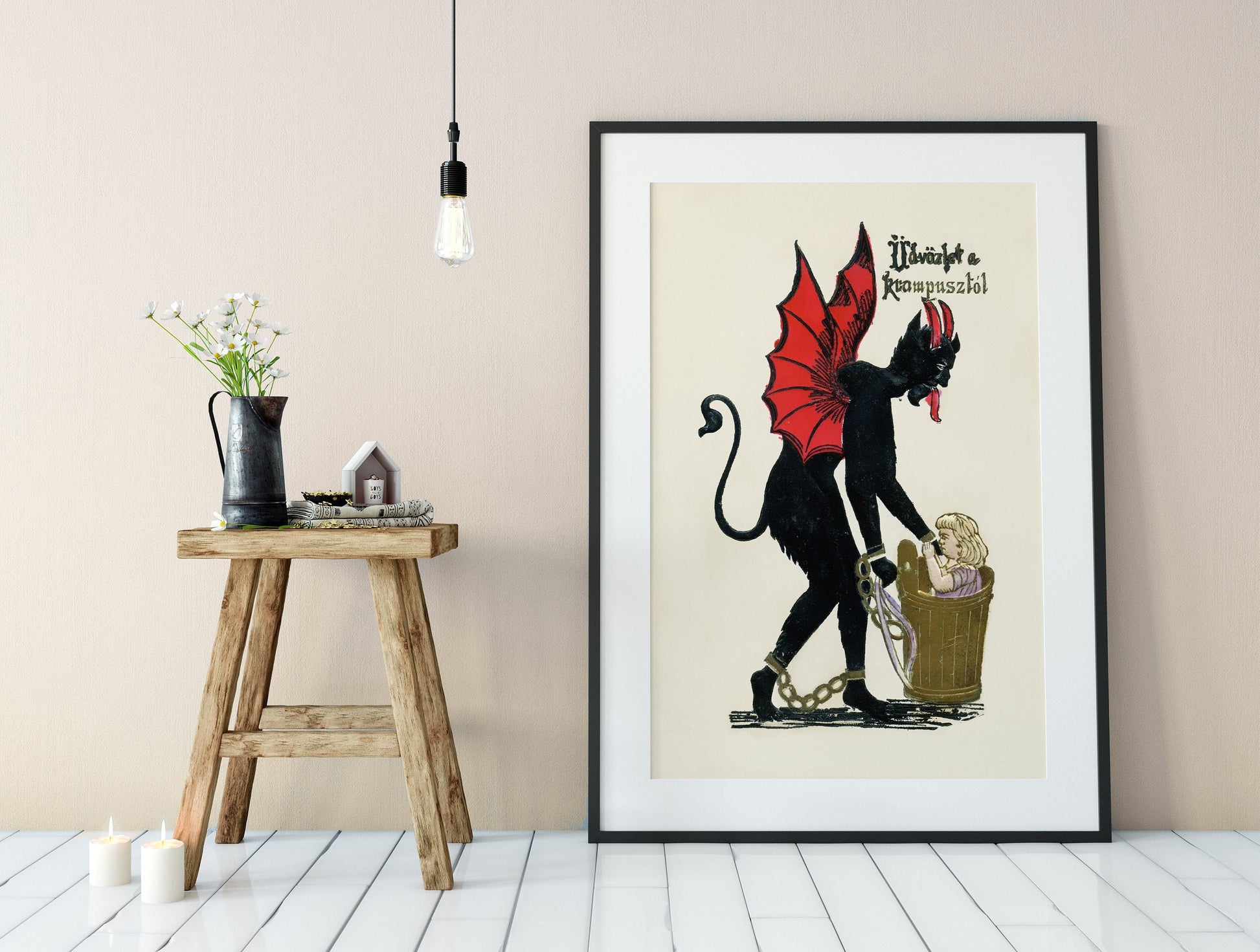Christmas Print - Krampus Christmas Holiday Card Poster, No Frame