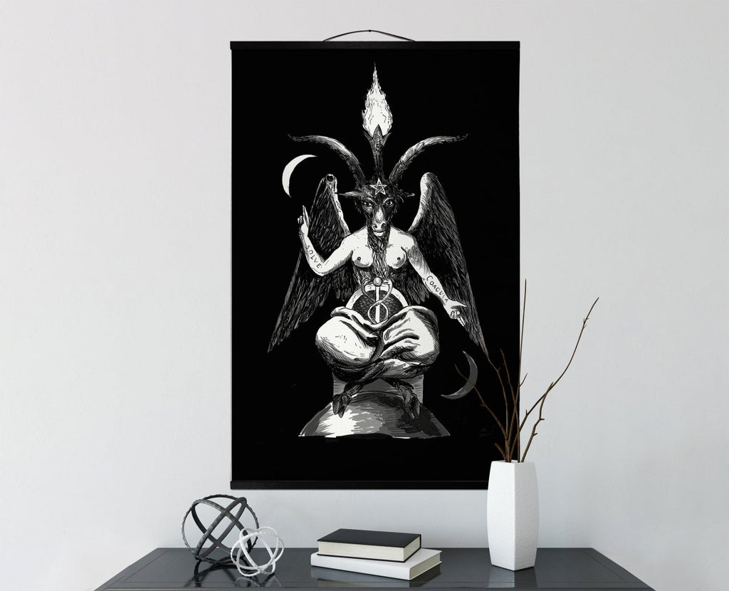 Baphomet Canvas Wall Hanging - Occult Art Tapestry, "As Above So Below"