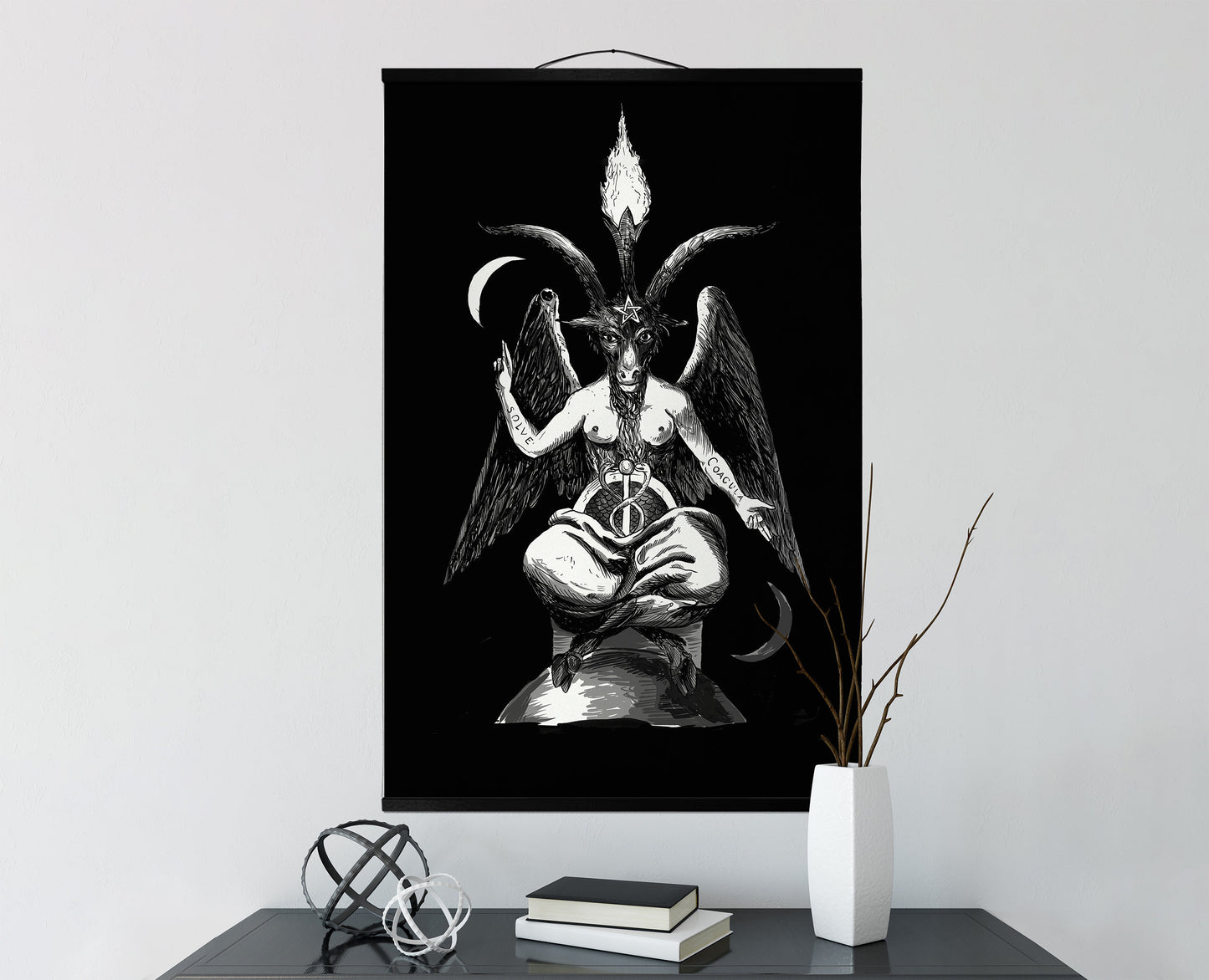 Baphomet Canvas Wall Hanging - Occult Art Tapestry, "As Above So Below"