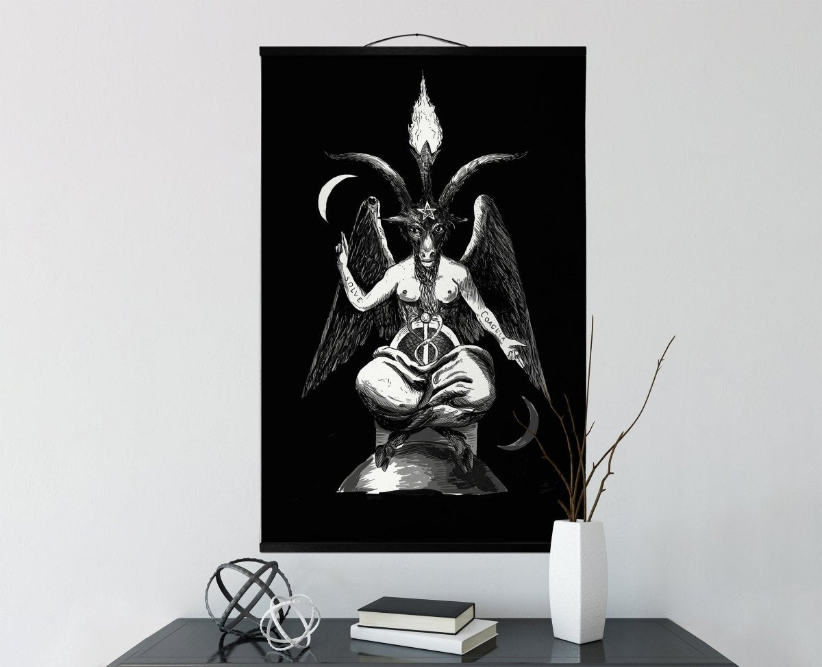 Baphomet Canvas Wall Hanging - Occult Art Tapestry, "As Above So Below"