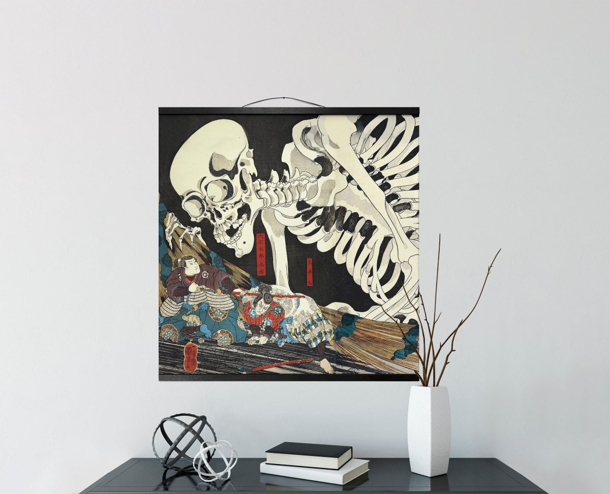 Mitsukuni Defies the Skeleton Spectre (Utagawa Kuniyoshi) Canvas Wall Hanging - Japanese Tapestry Poster Print