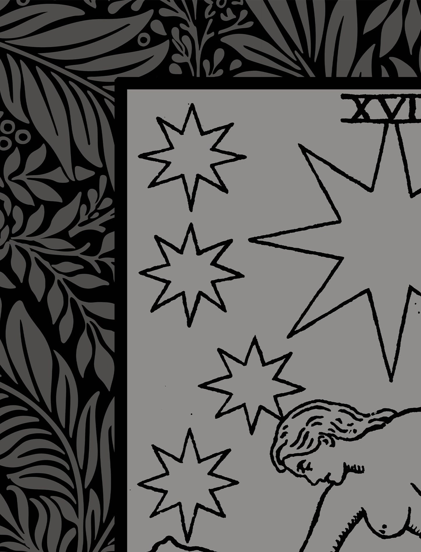 The Star Tarot Card Black and Gray Tapestry - Black & Grey