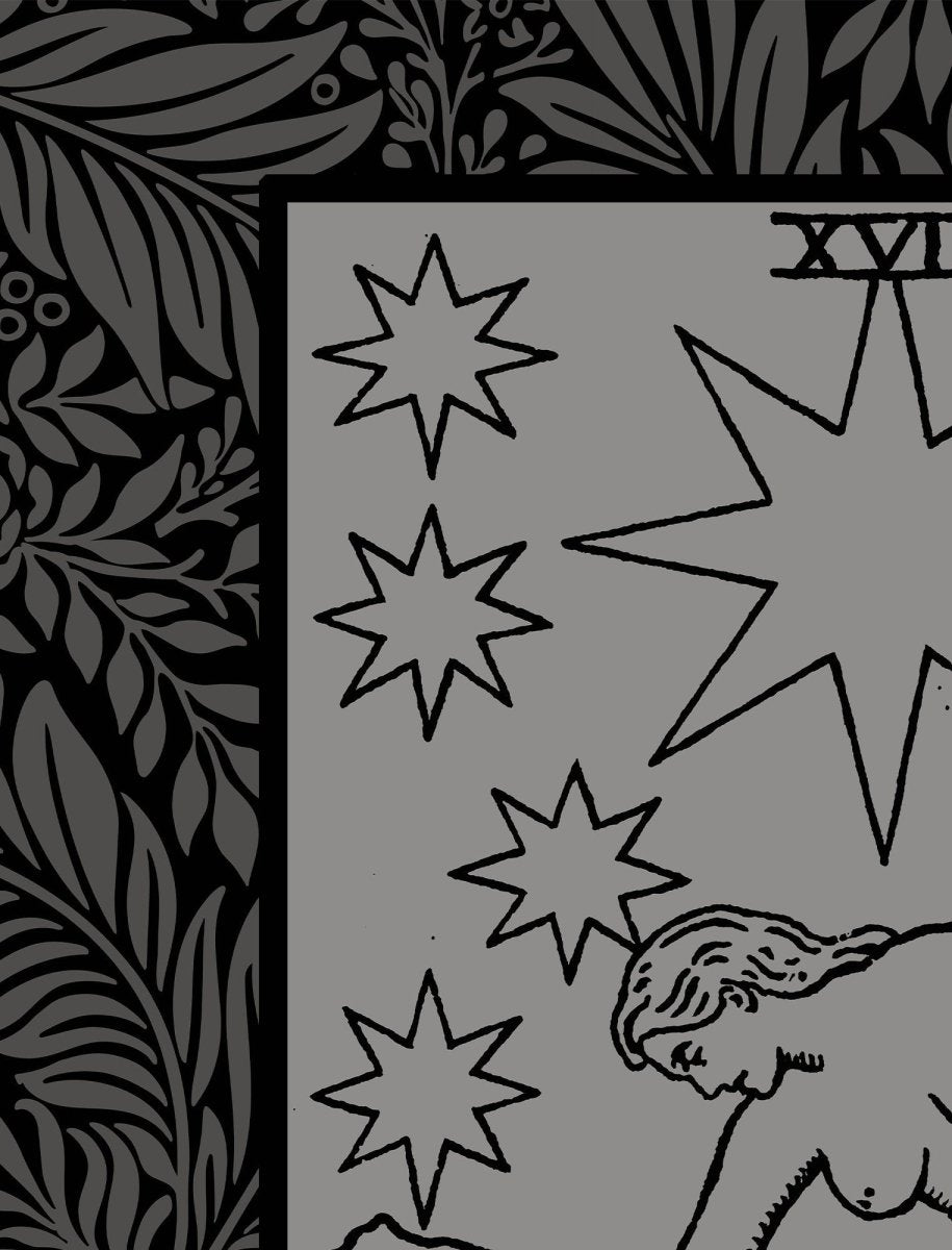 The Star Tarot Card Black and Gray Tapestry - Black & Grey