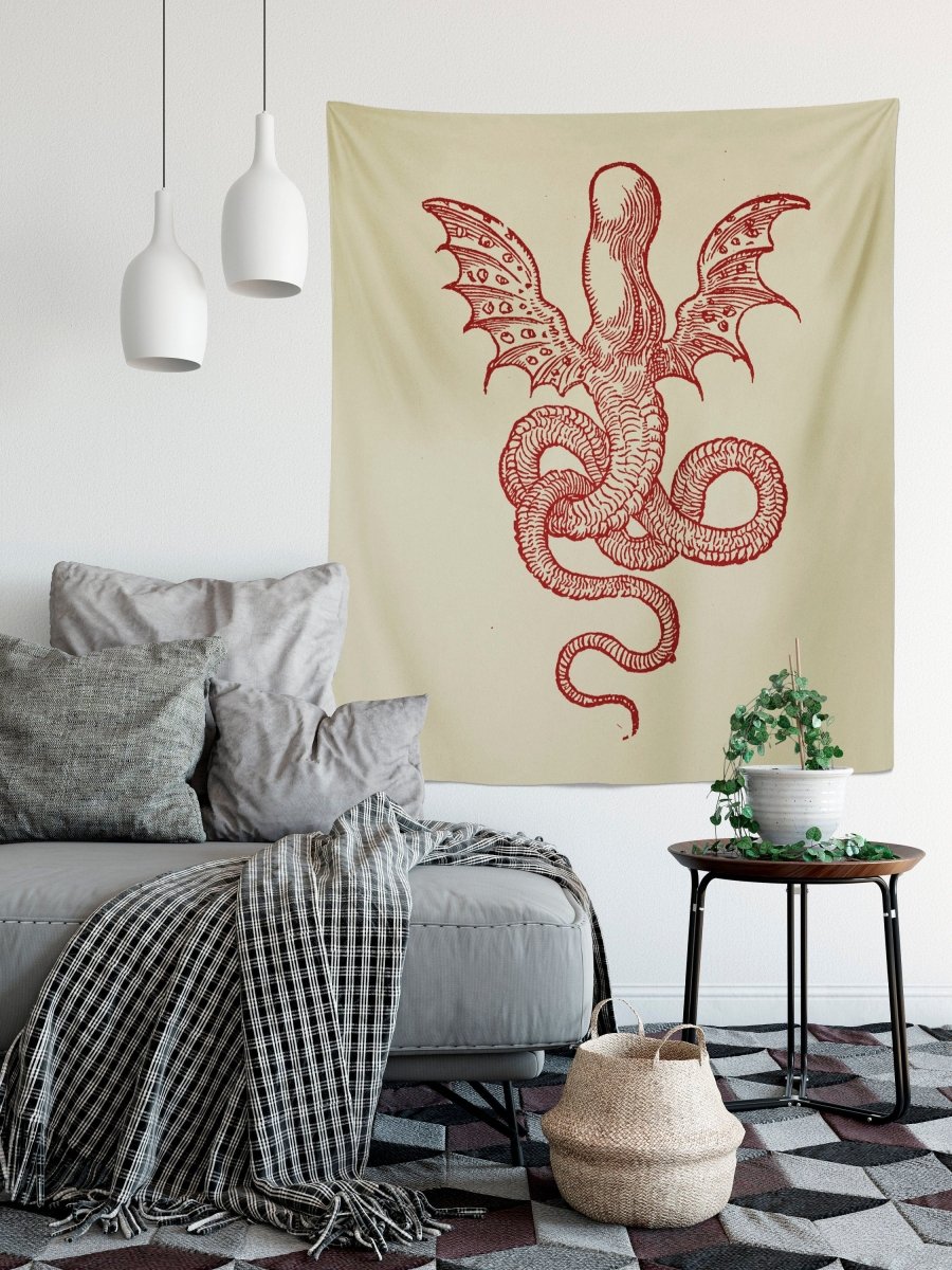 Medieval Squid Monster Tapestry - by Claude Paradin - Devises heroïques (1557) Printed