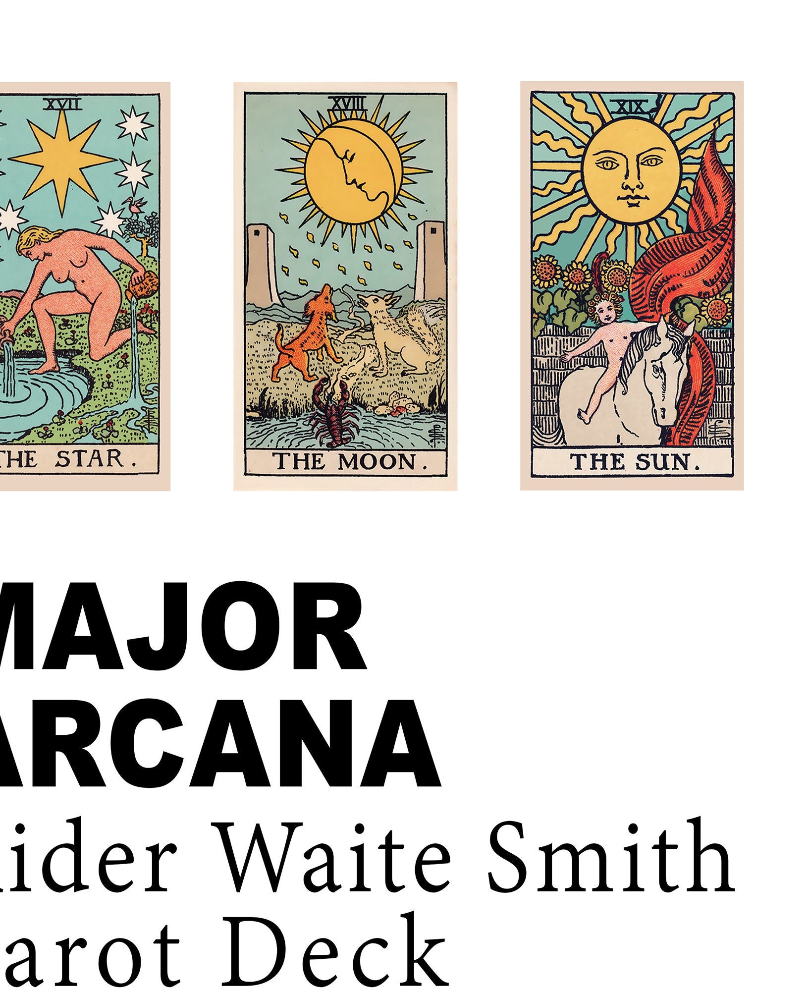 The Major Arcana - Rider Waite Smith Tarot Card Print - The Major Arcana Poster, No Frame