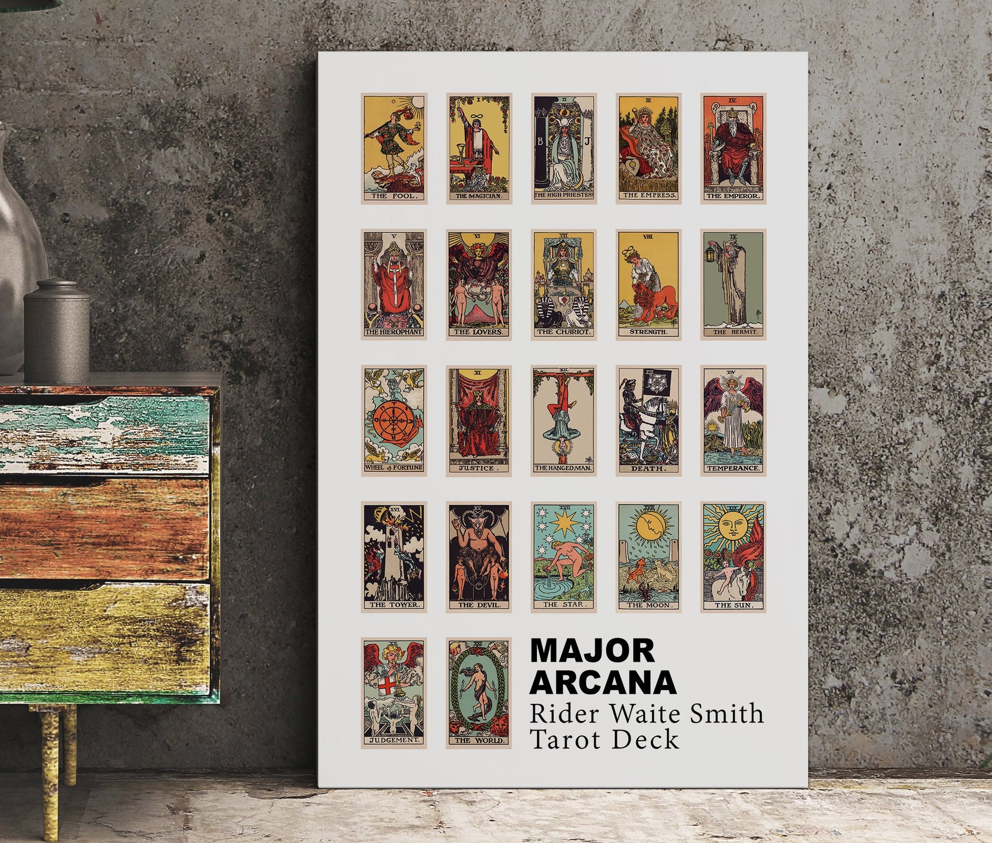 The Major Arcana - Rider Waite Smith Tarot Card Print - The Major Arcana Poster, No Frame