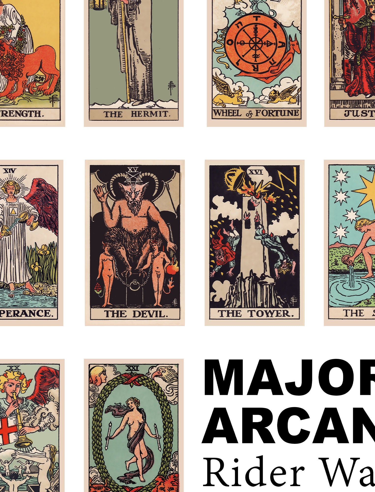 Rider Waite Major Arcana Tarot Card Tapestry