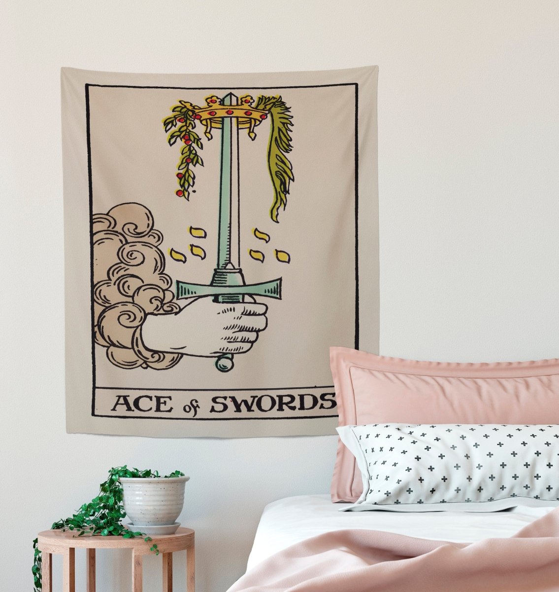 Ace Of Swords Tarot Card Tapestry - Rider Waite Design