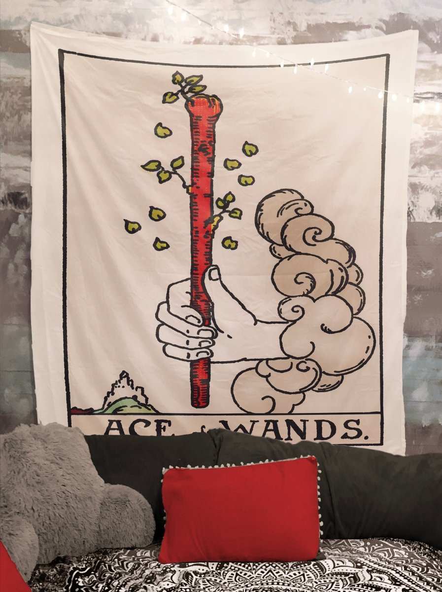 Ace of Wands Tarot Card Tapestry - Rider Waite Design