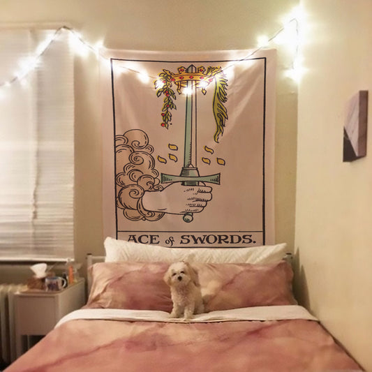 Ace Of Swords Tarot Card Tapestry - Rider Waite Design