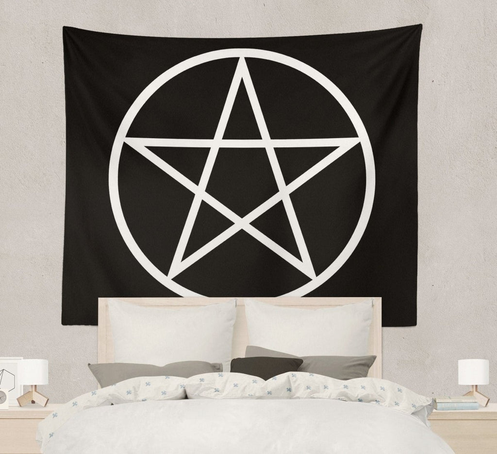 Pentagram Tapestry, Wiccan Occult Wall Hanging