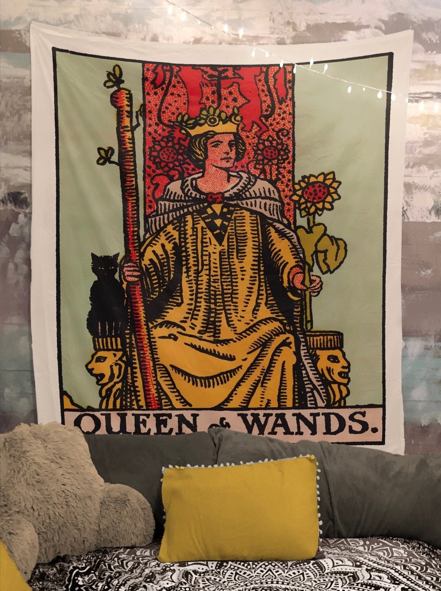 Queen of Wands Tarot Tapestry - Rider Waite Design