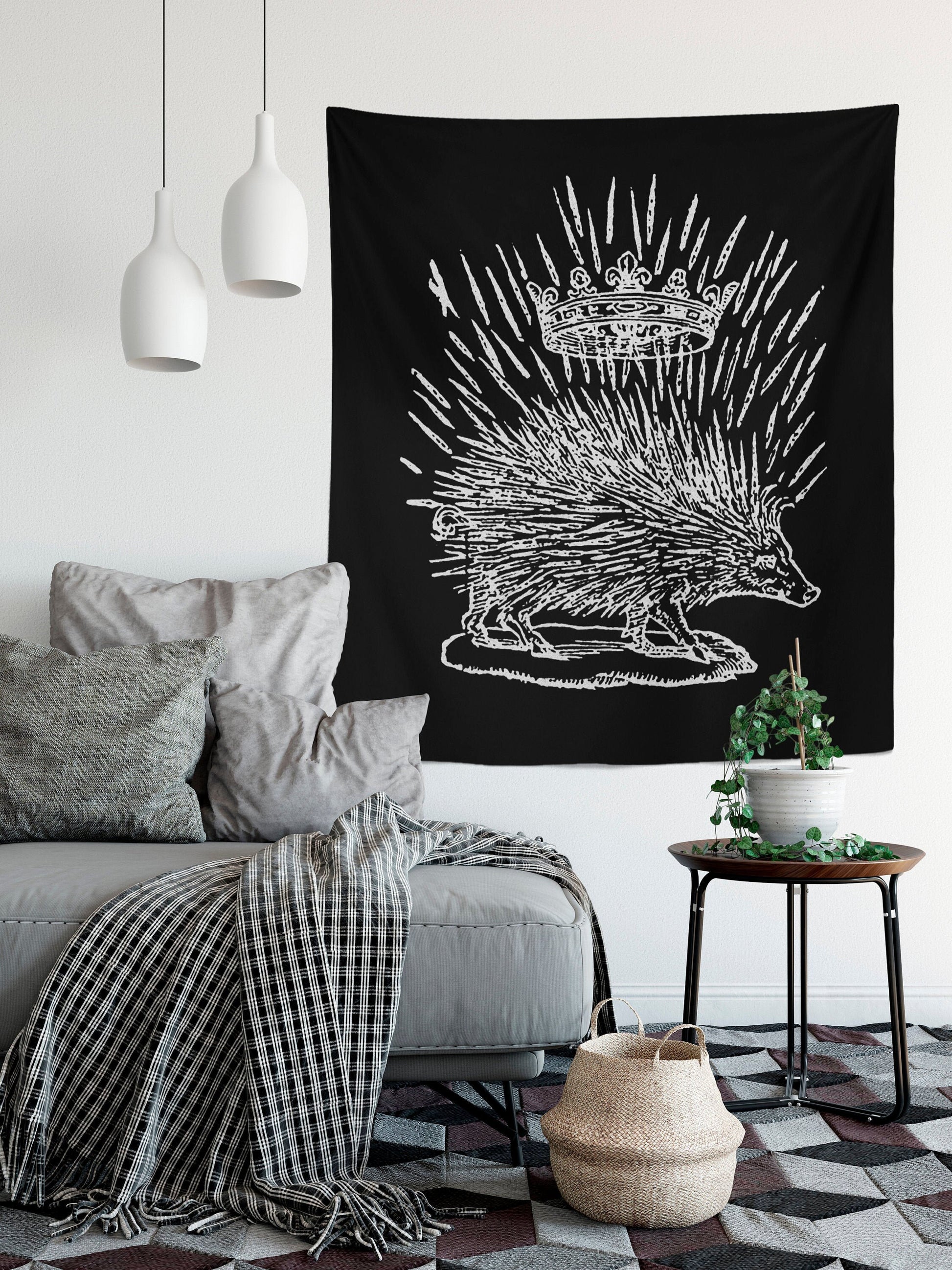 Porcupine with Crown Tapestry - by Claude Paradin - Devises Heroiques (1557) Printed