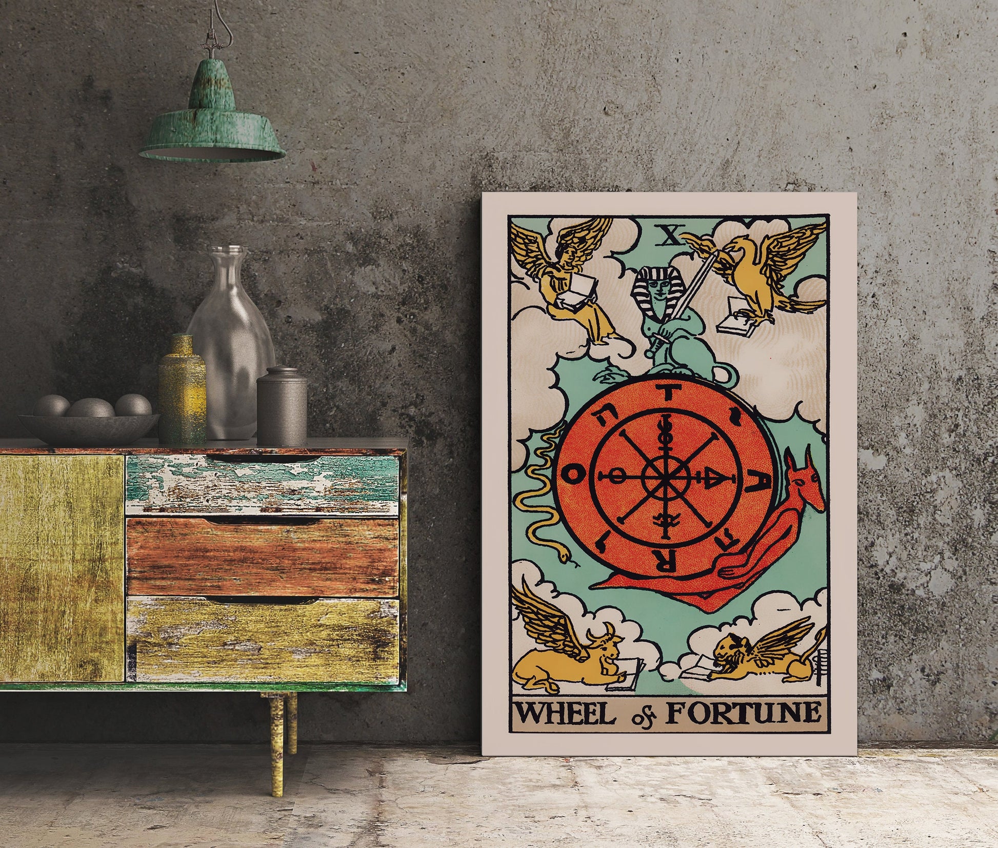 Wheel Of Fortune - Tarot Card Print - Tarot Card The Wheel Of Fortune Card Poster, No Frame