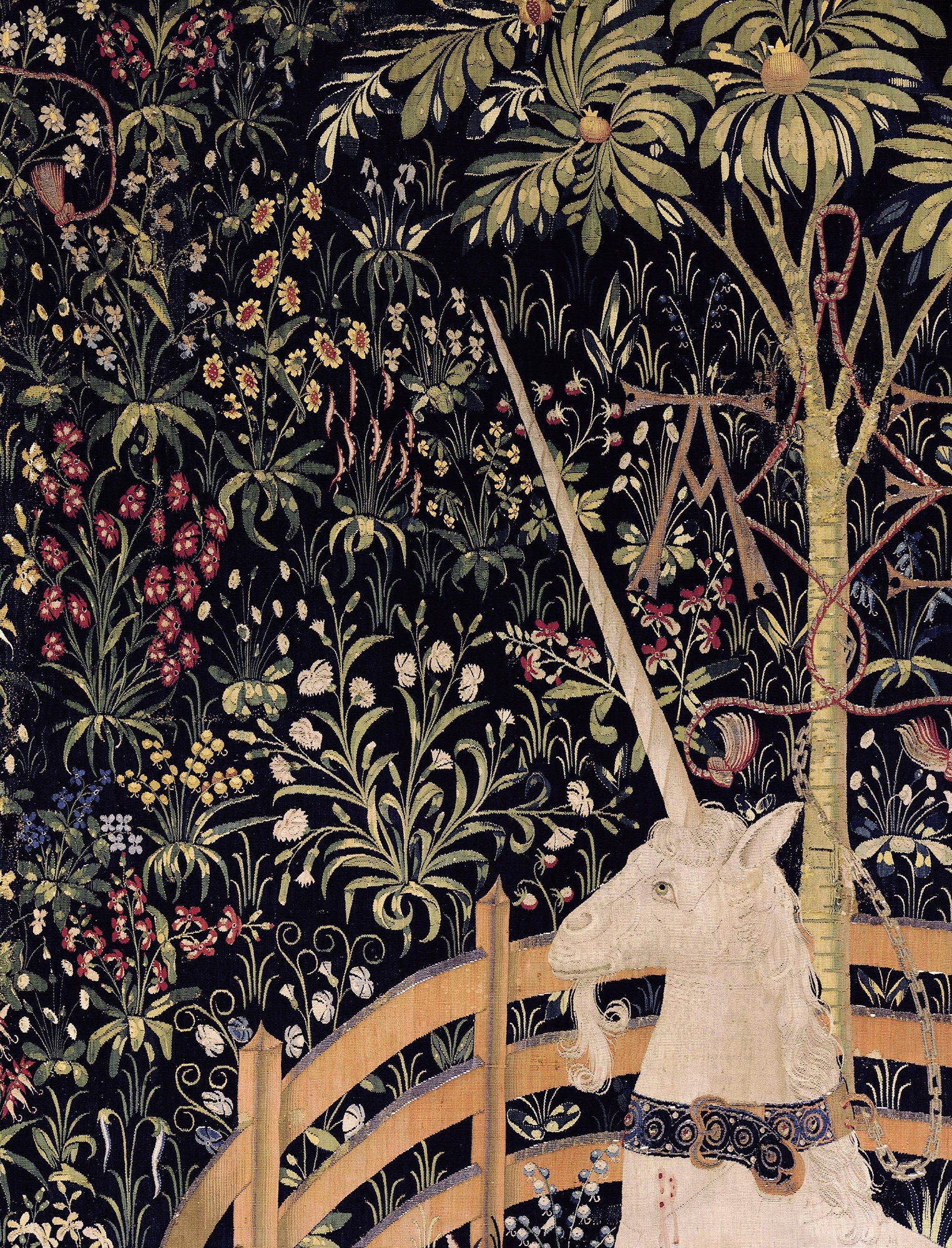 Medieval Unicorn Tapestry - The Unicorn In Captivity (Printed)