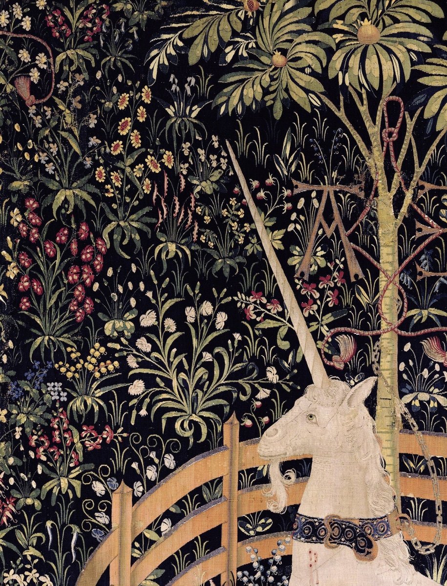 Medieval Unicorn Tapestry - The Unicorn In Captivity (Printed)